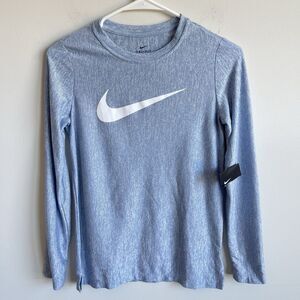 Nike Girls Big Swoosh Logo Graphic Long Sleeve Athletic Shirt Youth Size L